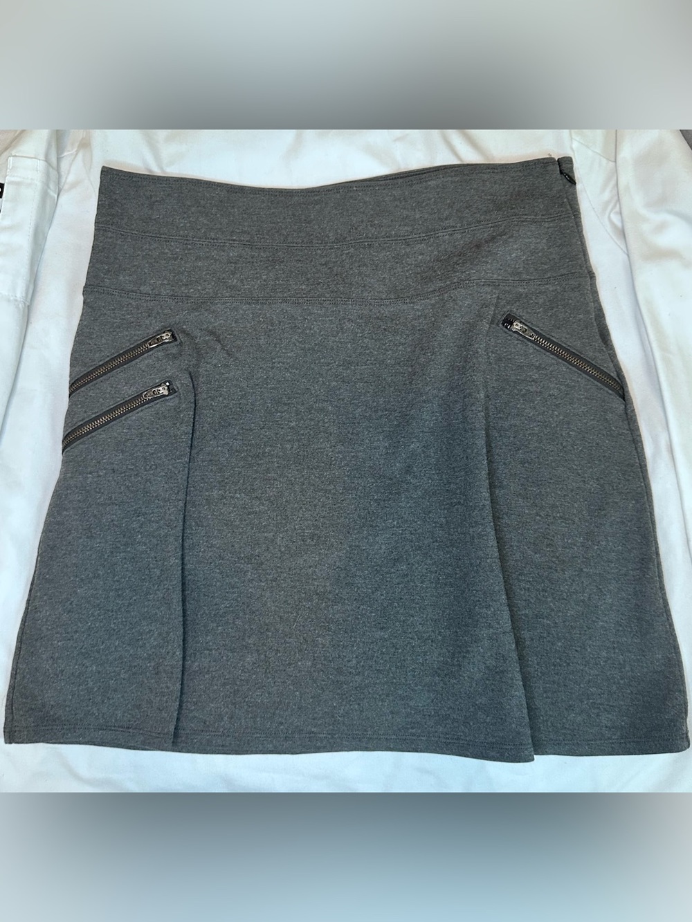 Athleta Moto Ponte Knit A-Line Skirt Gray Zip Pocket Size 10